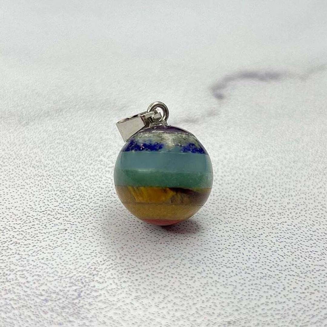 آویز سنگ هفت مراکز بدن طرح گوی 1/7 سانتی