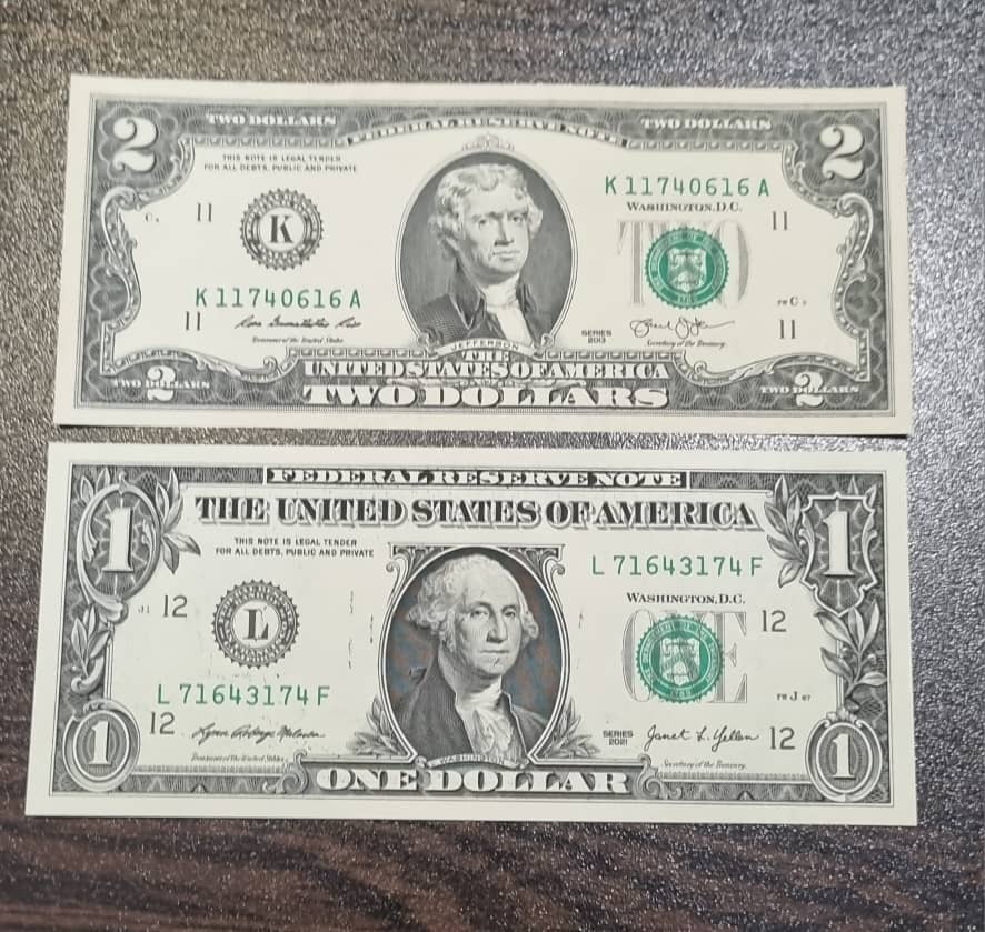 اسکناس تک 1و2 دلار بانکی