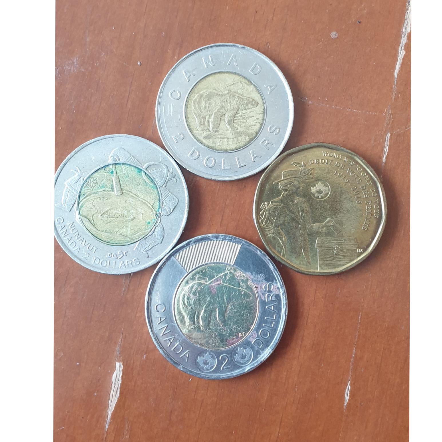 4سکه غیرتکراری کانادا(3تا 2دلاری و 1 عدد ا دلار)