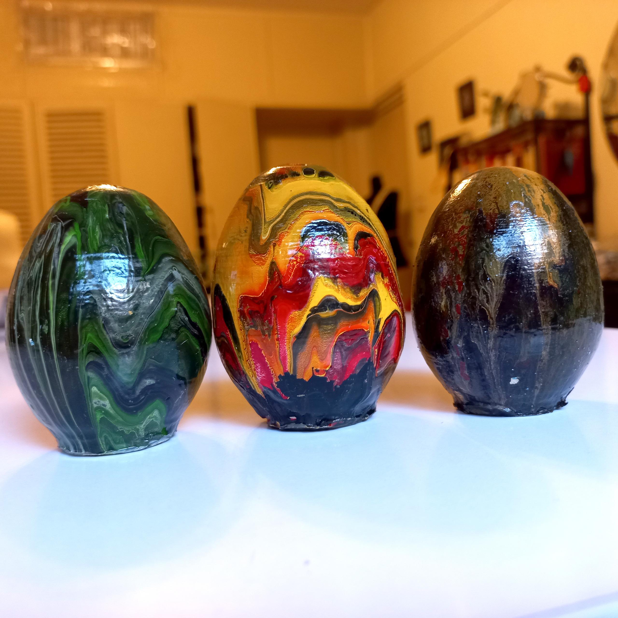سه عدد تخم مرغ سفالی رنگی (کار دست) شماره 9