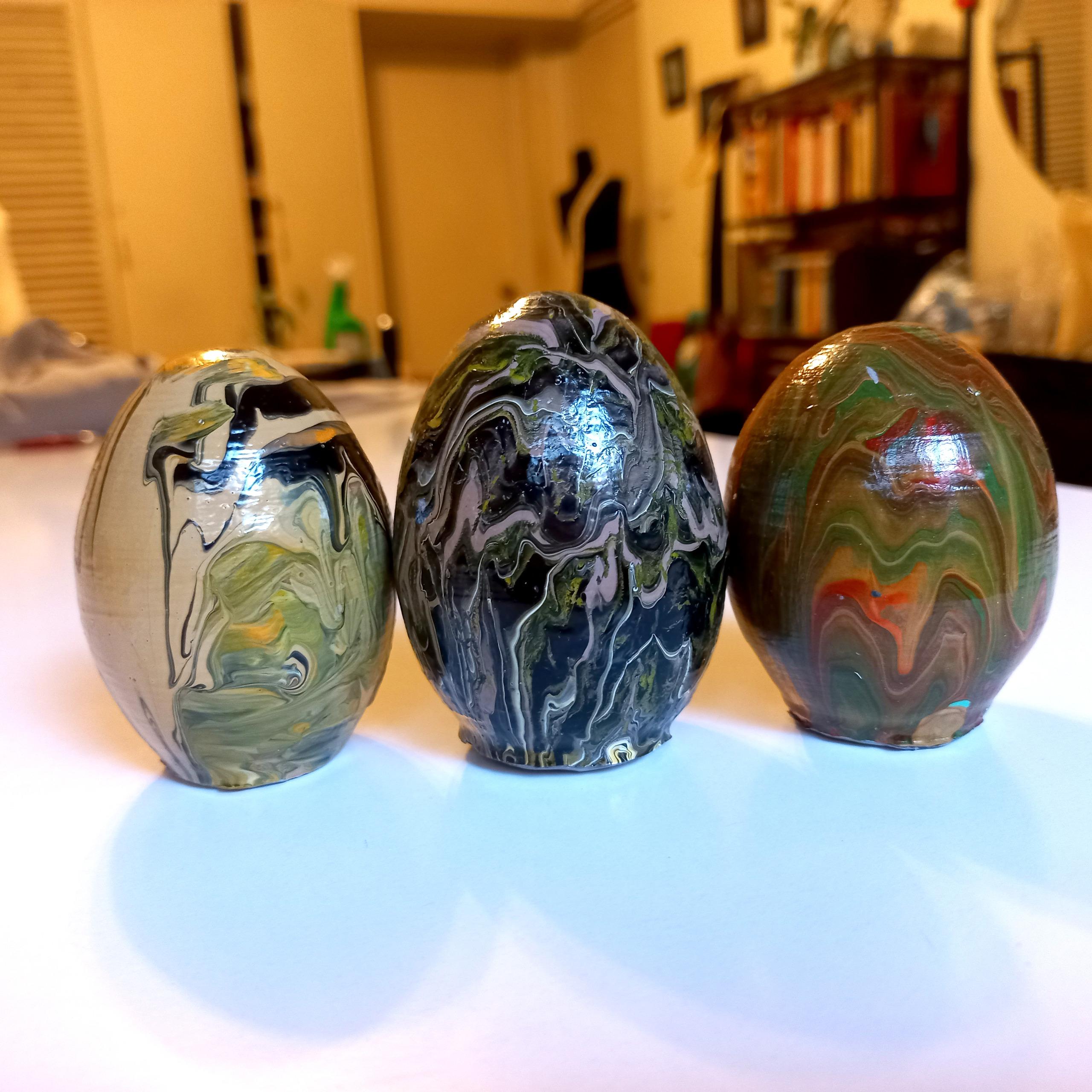 سه عدد تخم مرغ سفالی رنگی (کار دست) شماره 1