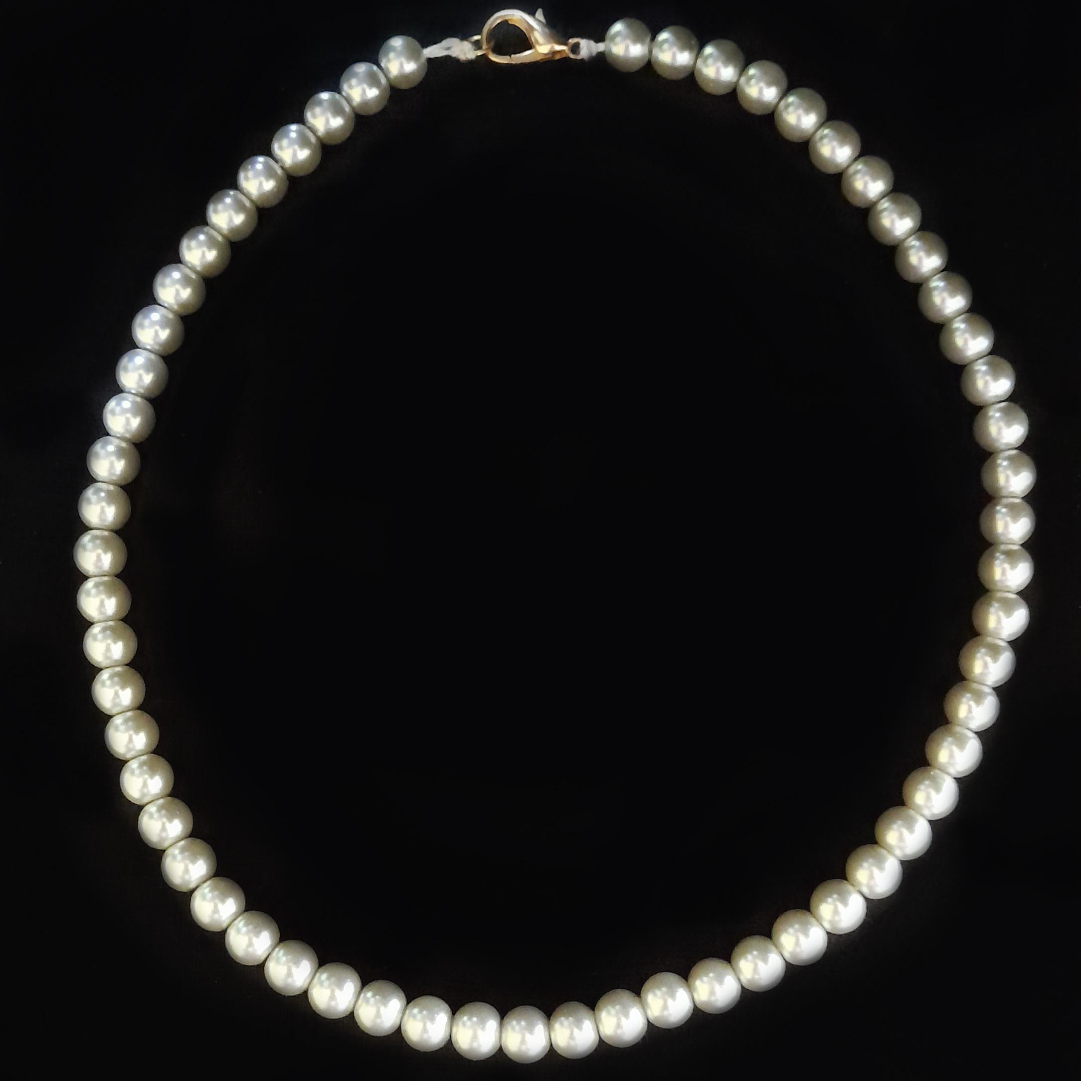 گردنبند طرح مروارید طوسی روشن