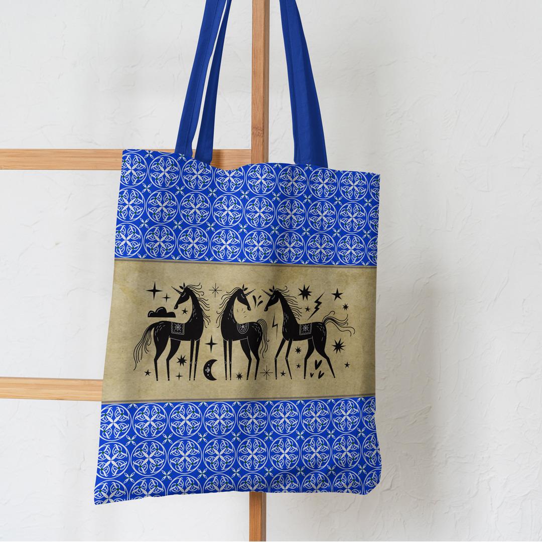 ساک خرید طرح یونیکورن جنس مخمل پورش قابل شستشو