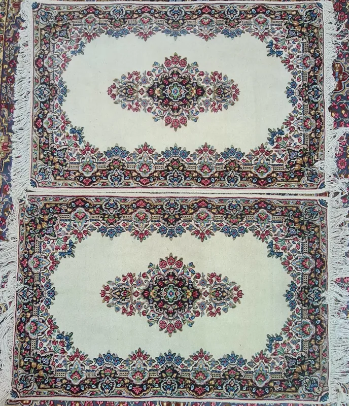 جفت فرش نو،دست باف،زیبا،طرح کف ساده کرمان