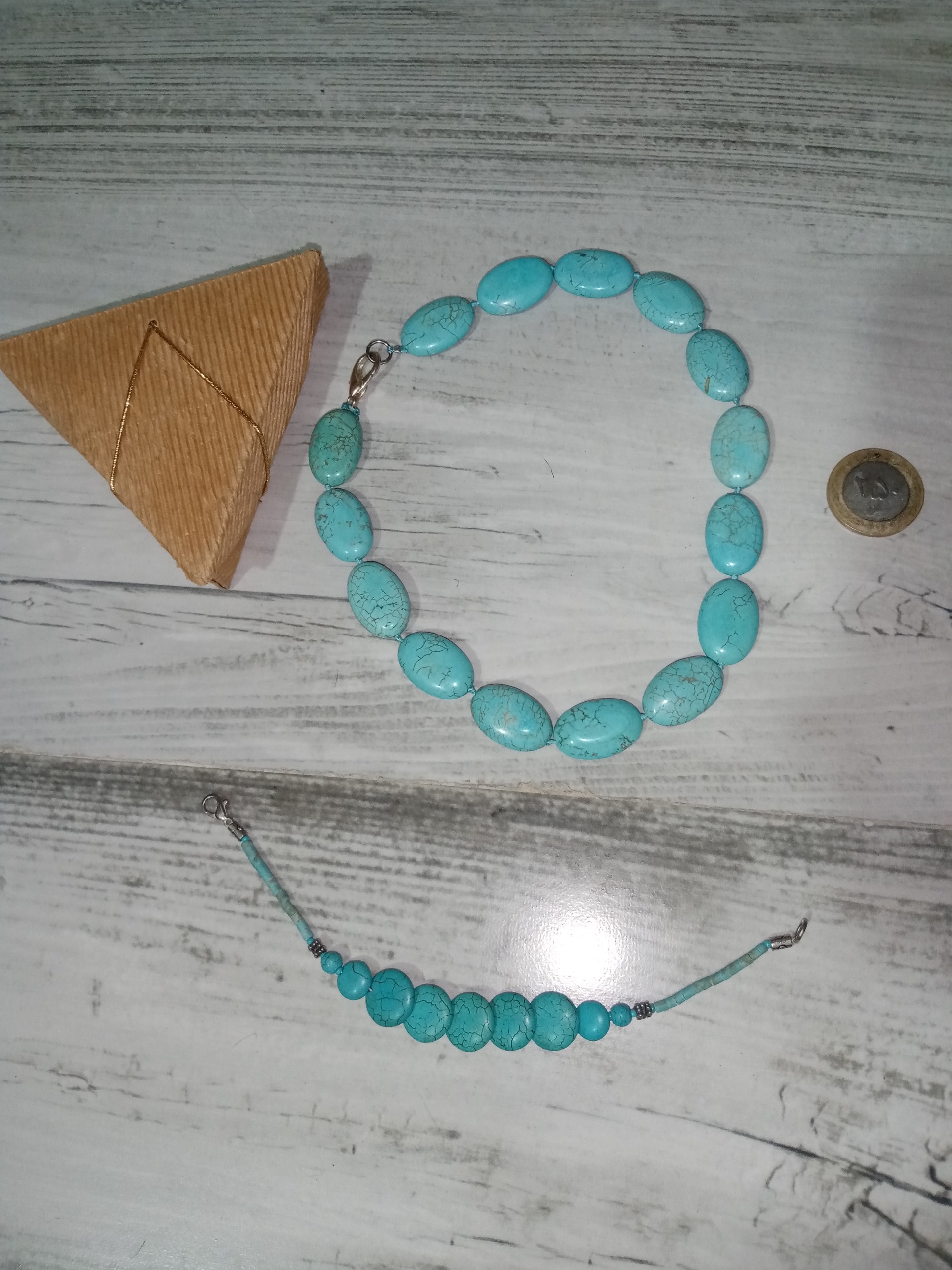 ست گردنبند ودستبند فیروزه اصل