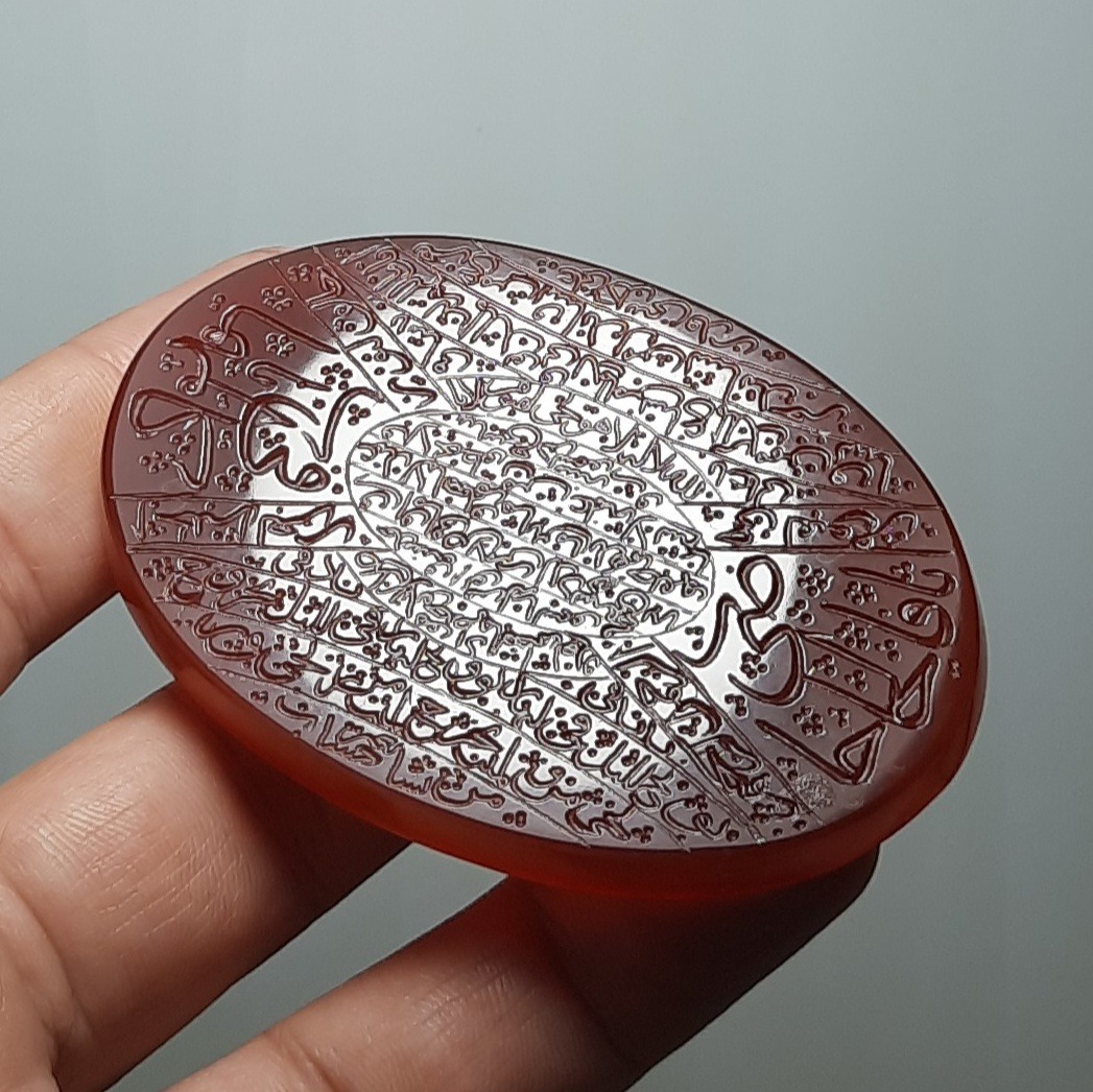 عقیق خطی غولپیکر 50 گرمی اصل حکاکی دستی امضادار