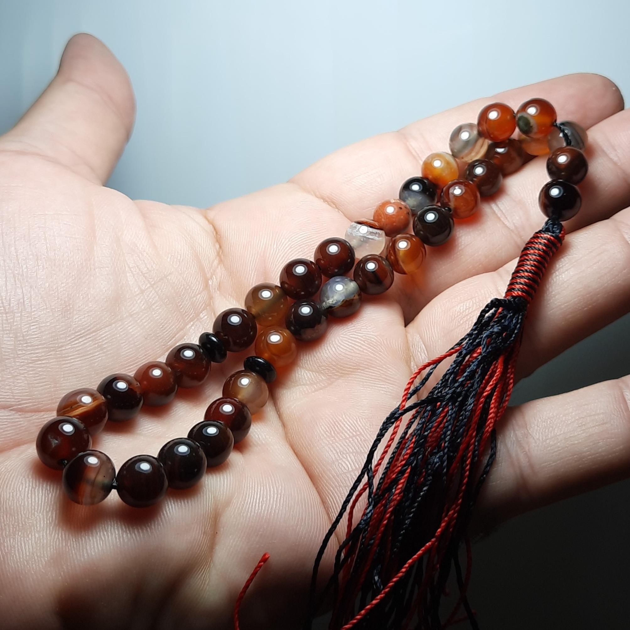 تسبیح سنگ عقیق سلیمانی 33 دانه اصل معدنی