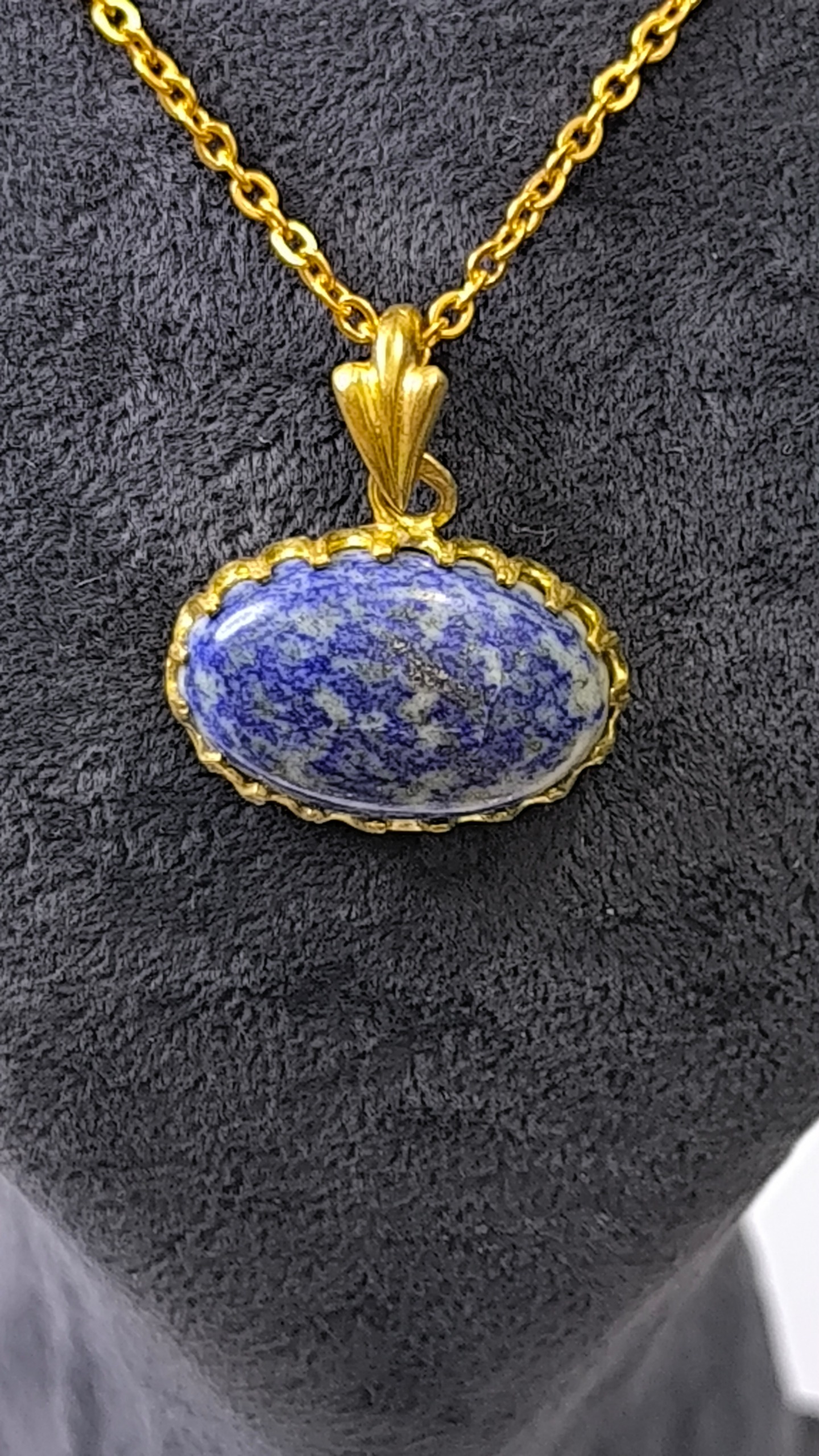 گردنبند طلا روسی زنانه با نگین لاجورد افغان اصل