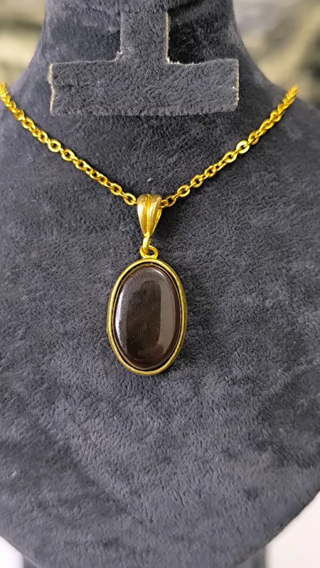 گردنبند و آویز طلا روسی و نگین عقیق یمنی اصل معدنی