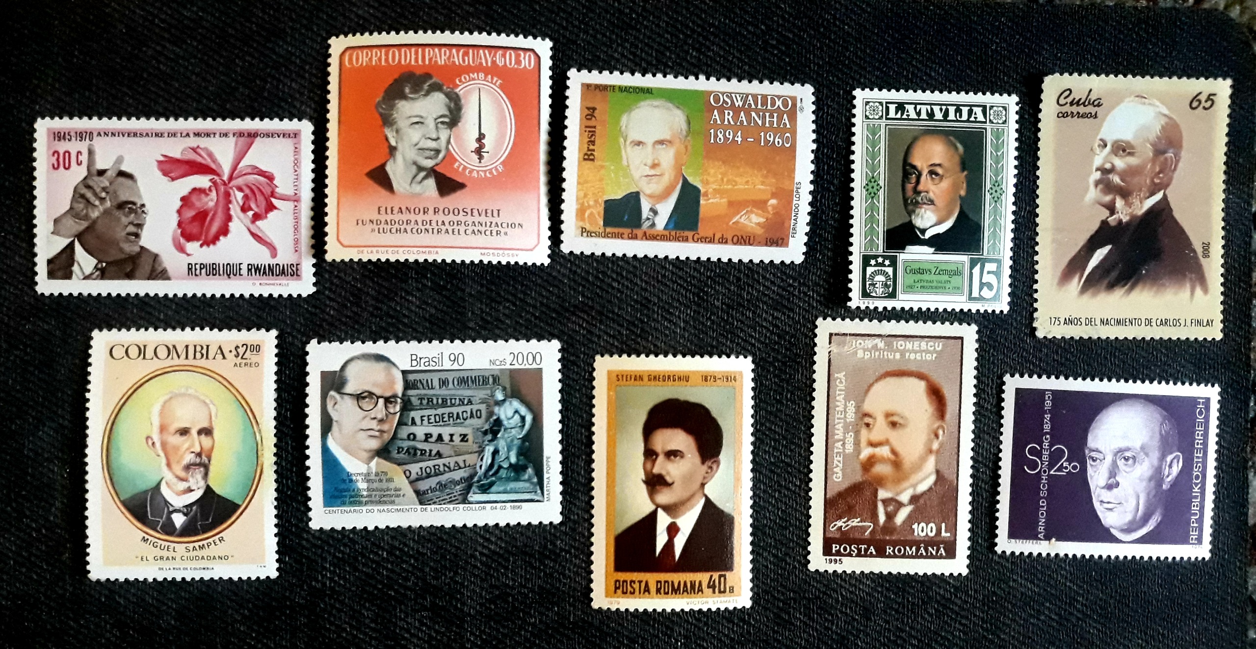 10 تمبر شخصیت های مهم خارجی
