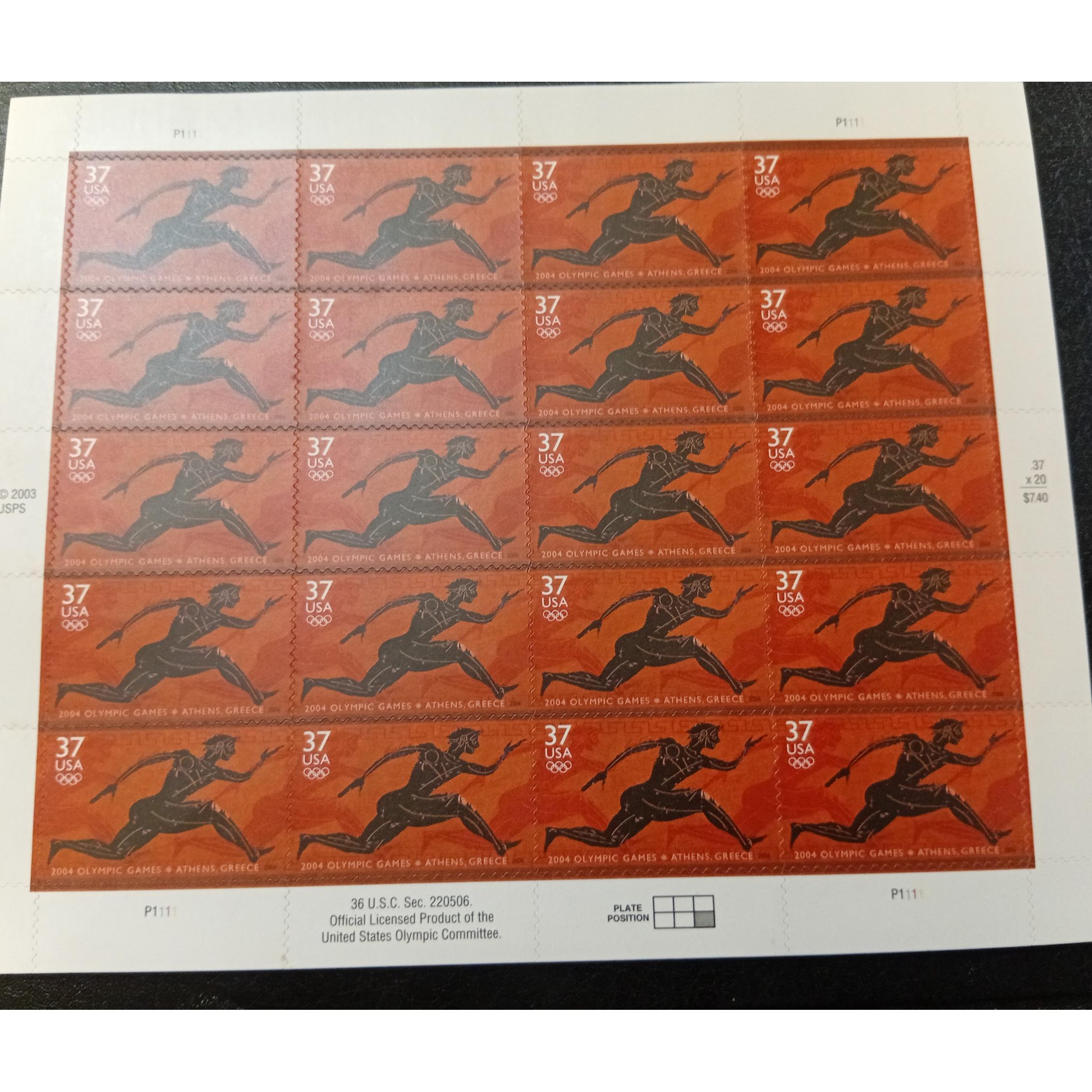 شیت تمبر المپیک 2004 یونان چاپ کشور آمریکا