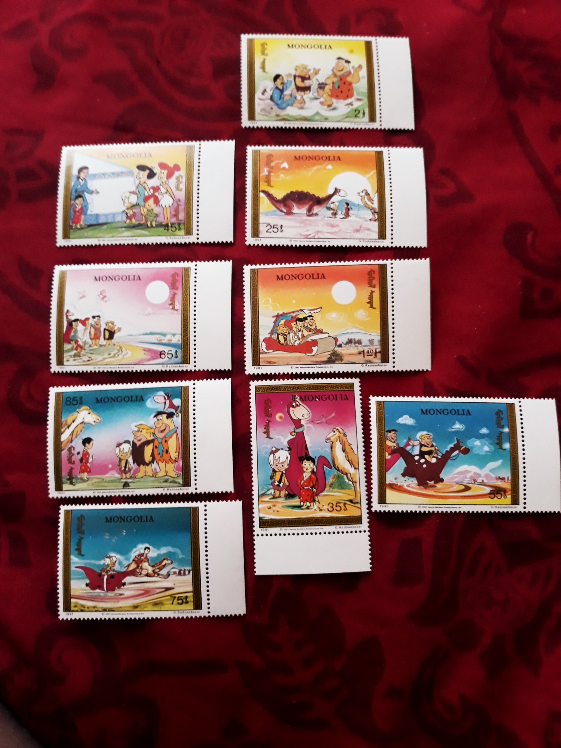  16 تمبرکارتونهای پینوکیو و عصرحجر فردی و بارنی