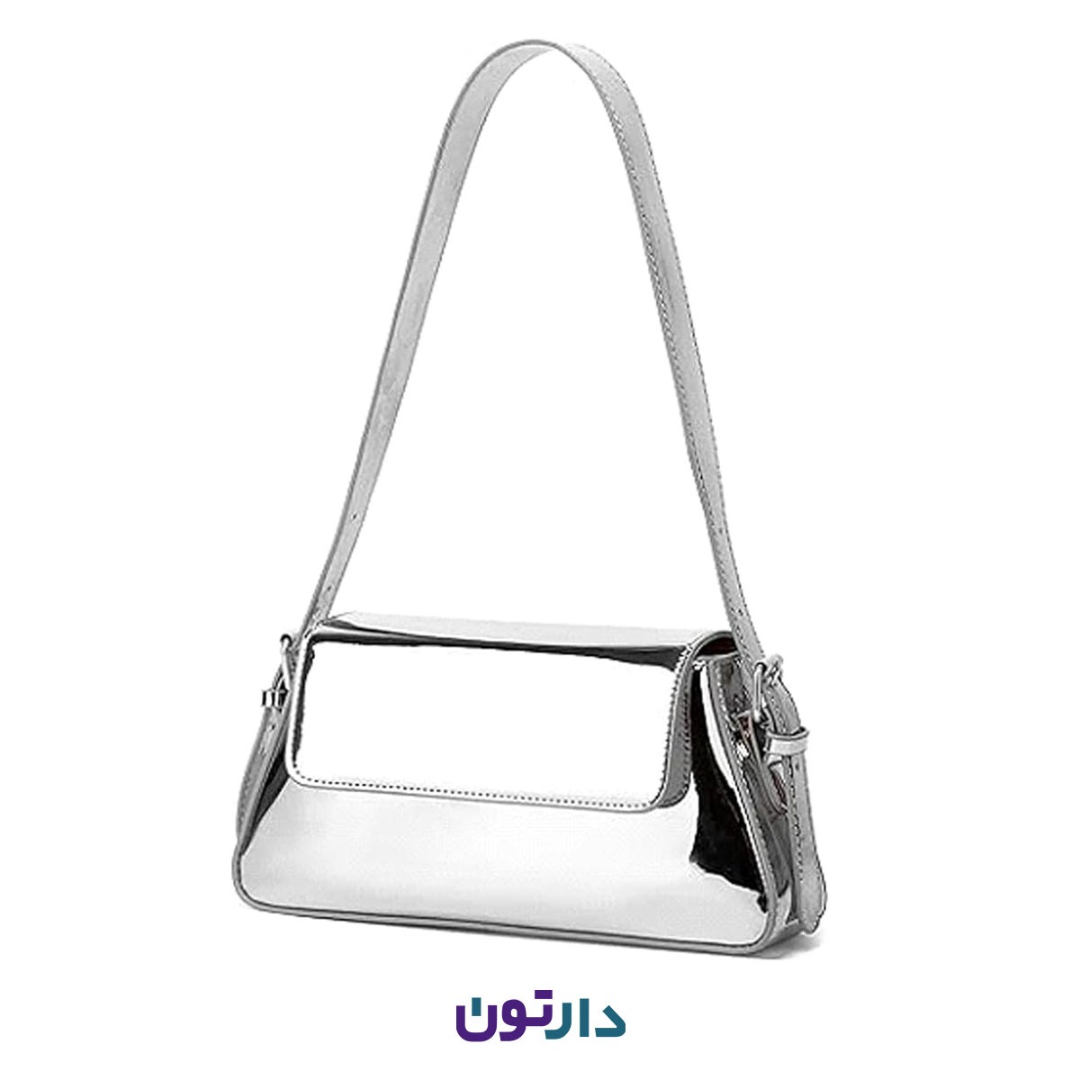 کیف دوشی زنانه نقره ای برند boohoo