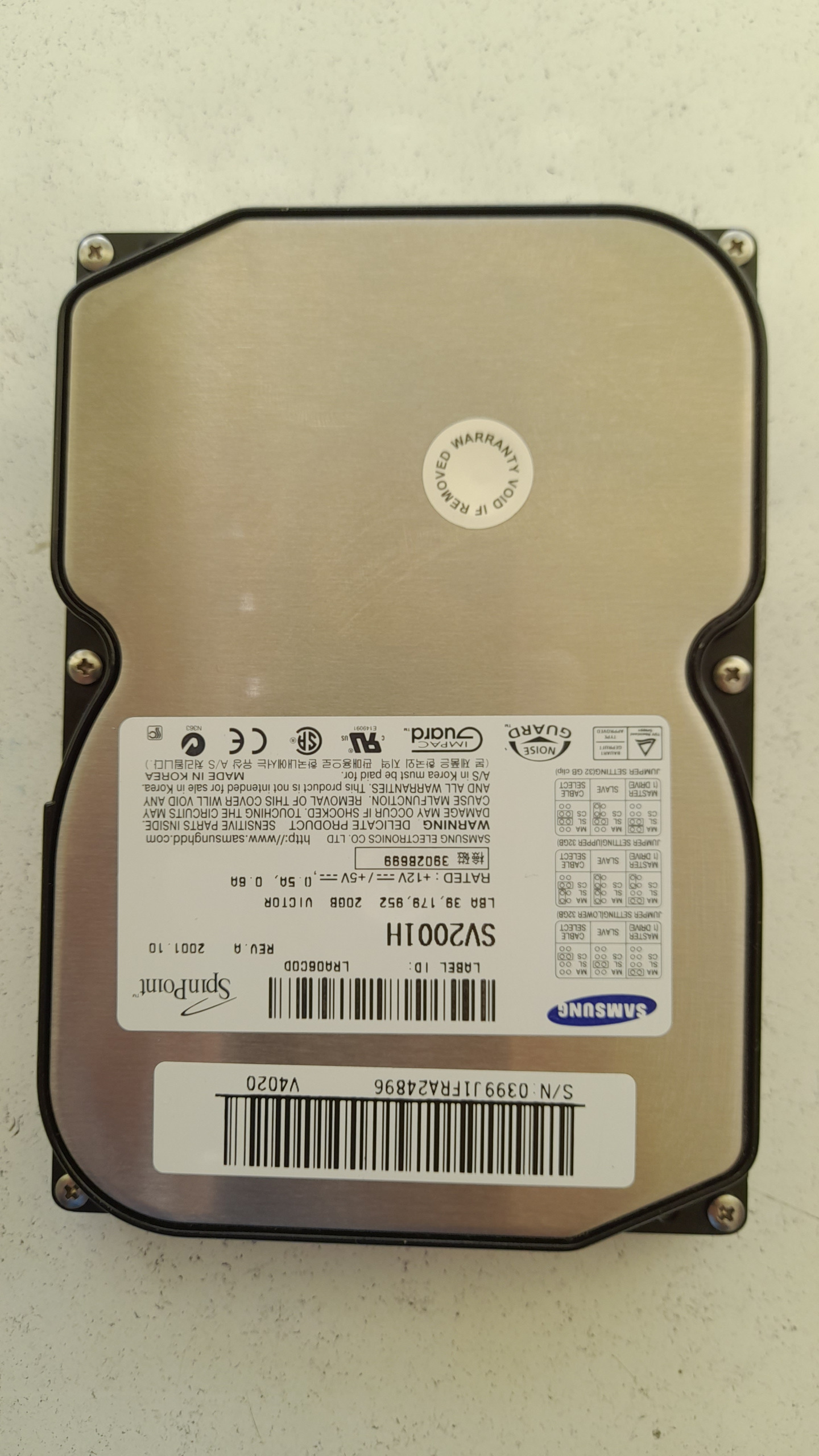 هارد سامسونگ 20 گیگ قدیمی نایاب کره ای سالم