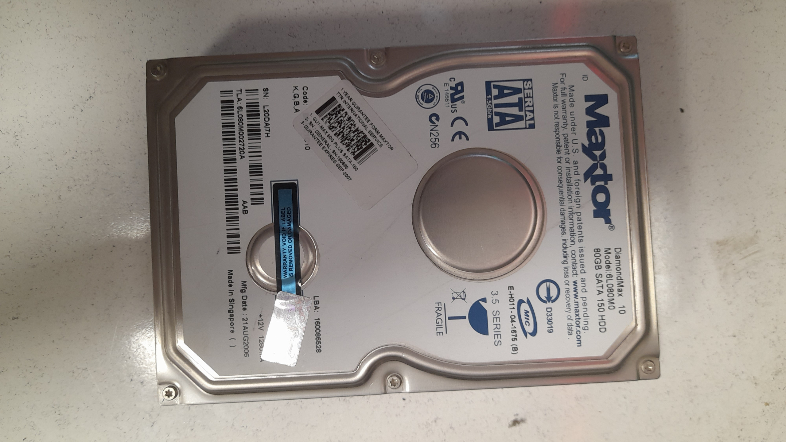 هارد 80 گیگ مکستور sata سلامت 99 درصد