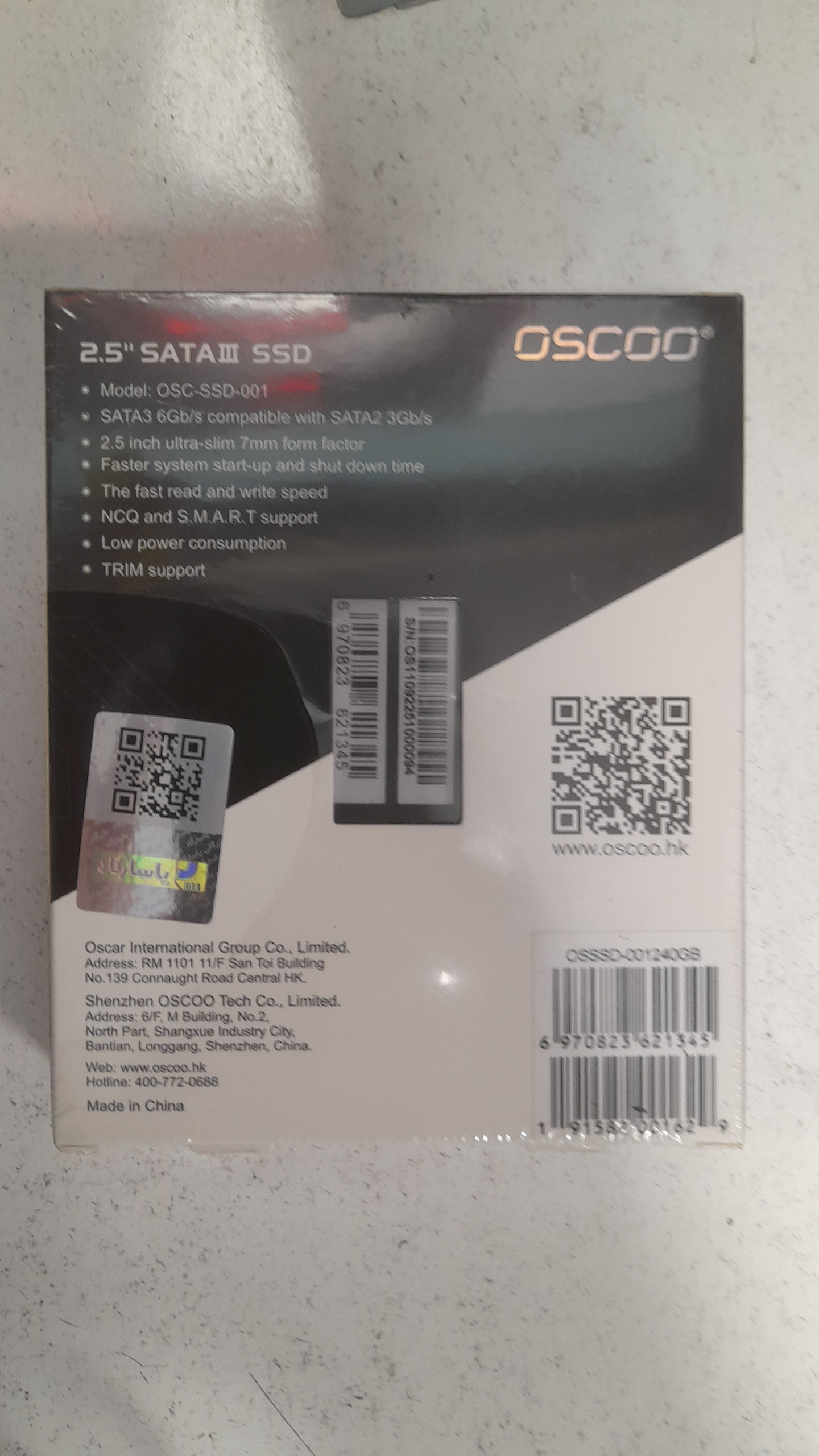 هارد SSD 240 اوسکو مشکی گارانتی دار