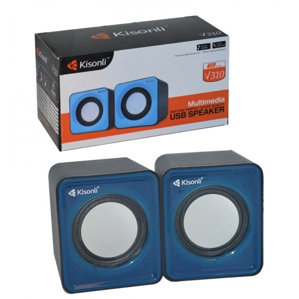 اسپیکر دو تیکه USB برند KISONLI مدل V310 (رنگ آبی)