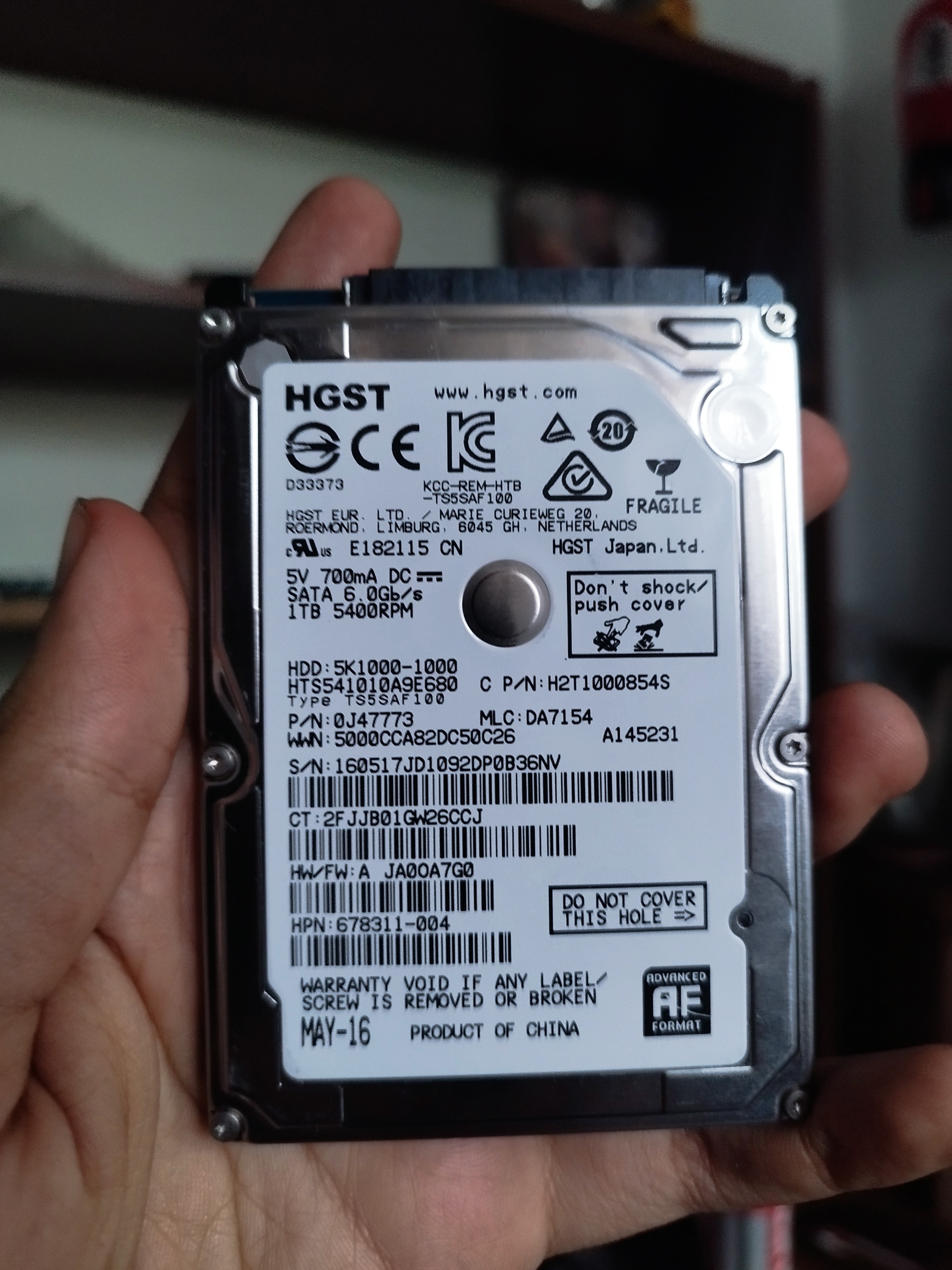 هارد لپ تاپی 1 ترا HGST