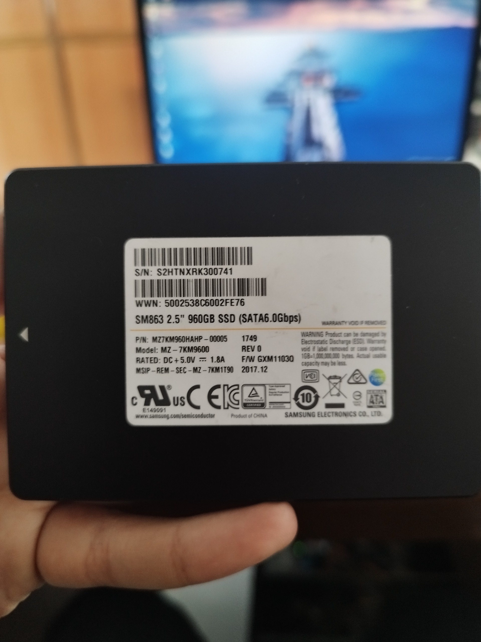 هارد ssd samsung 960gb sm863 سروری