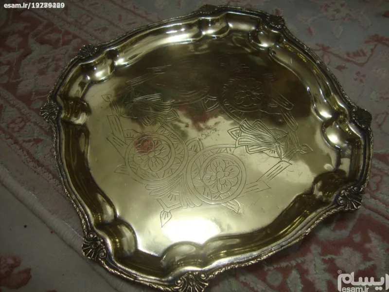 سینی برنجی دستساز کنگره دار خیلی قدیمی