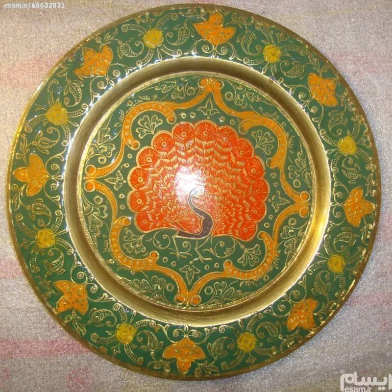 دیوارکوب برنجی هندی قدیمی میناکاری به قطر20 سانت
