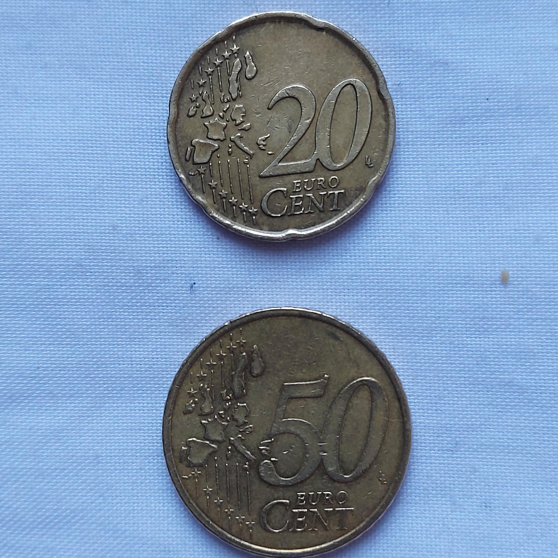 سکه 50 سنت فرانسه و 20 سنت ایتالیا