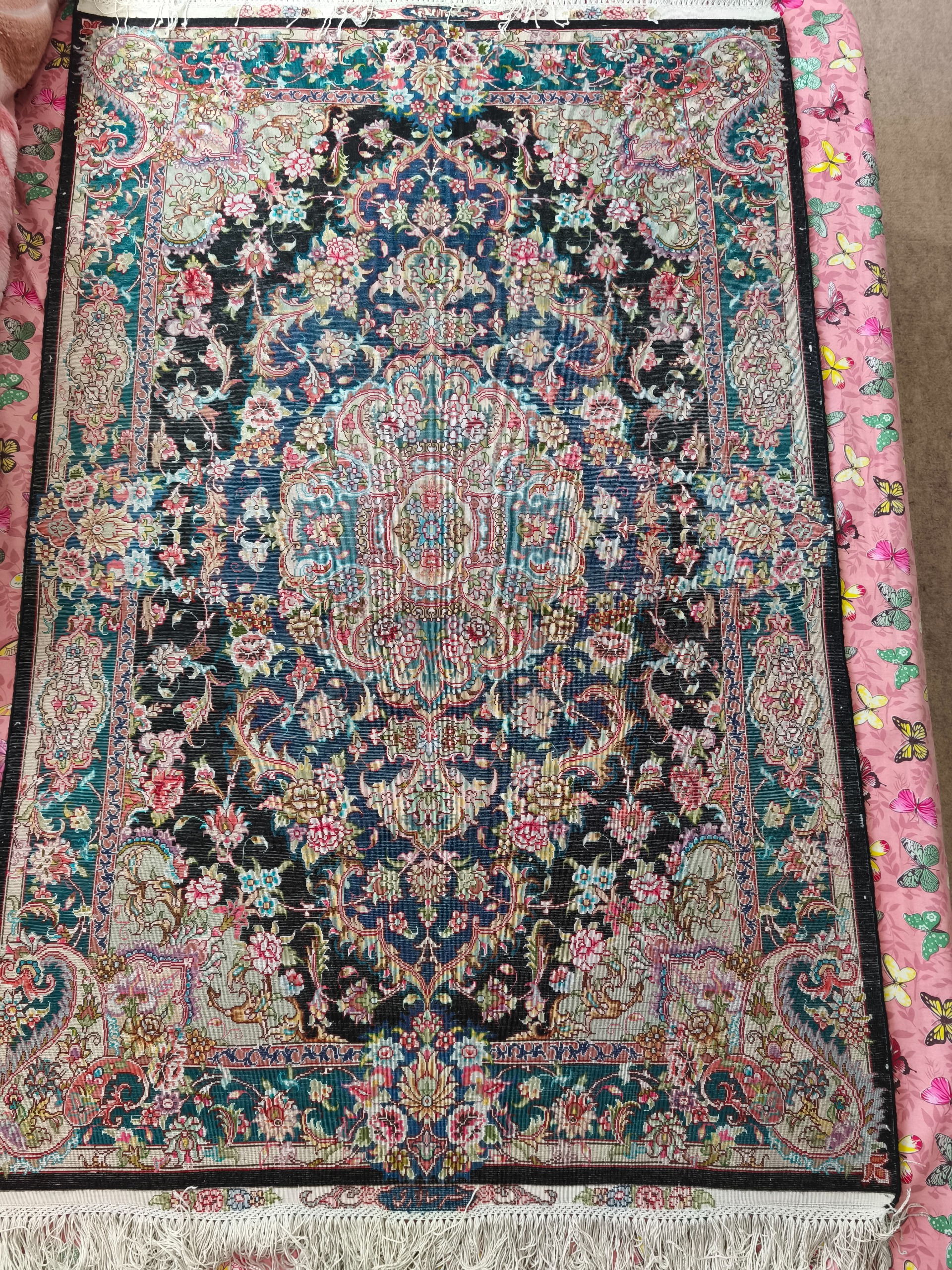 قالیچه ذرع و نیم ابریشم کاملاً نو