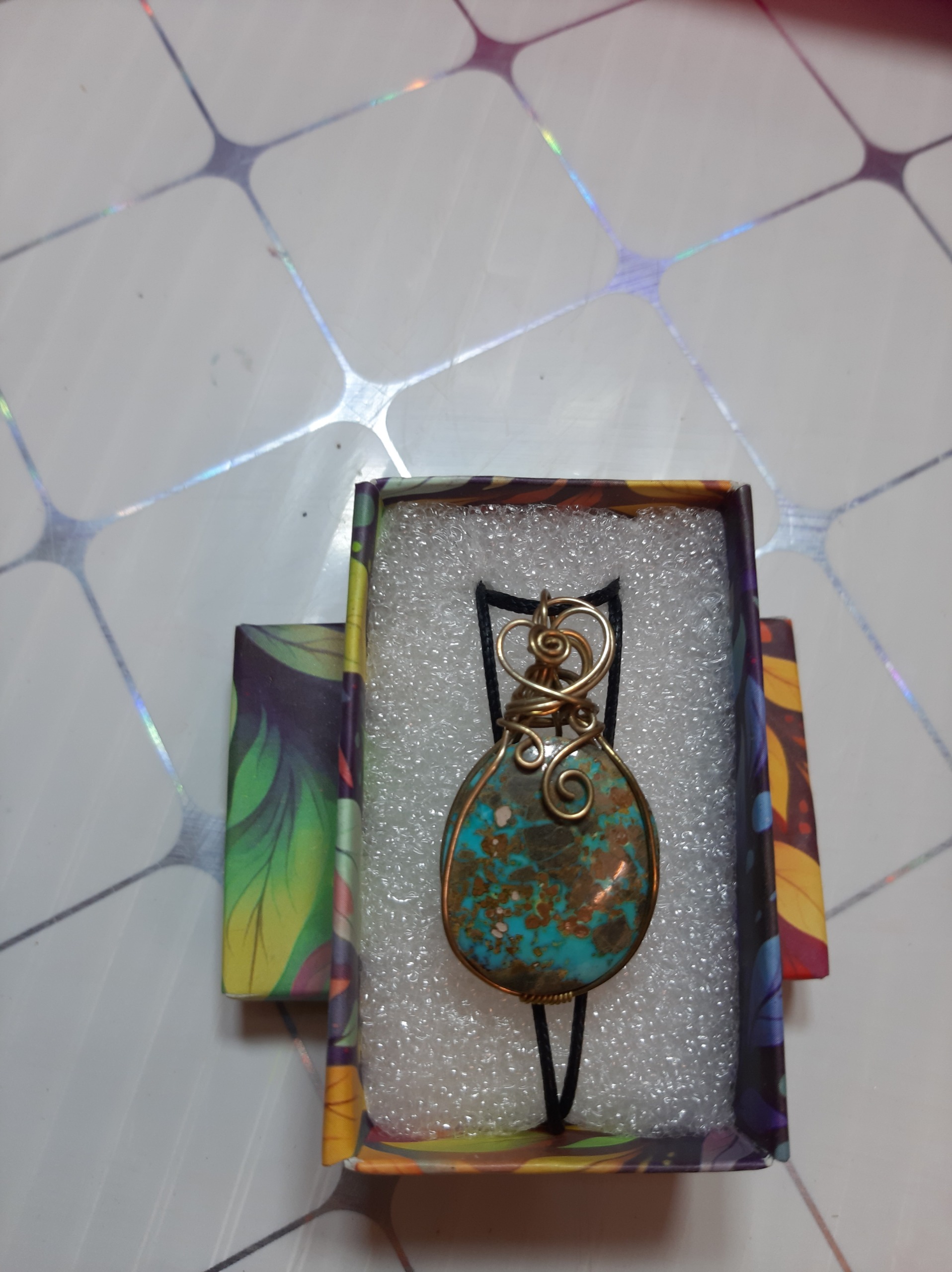 گردن آویز فیروزه نیشابوری اصل معدنی