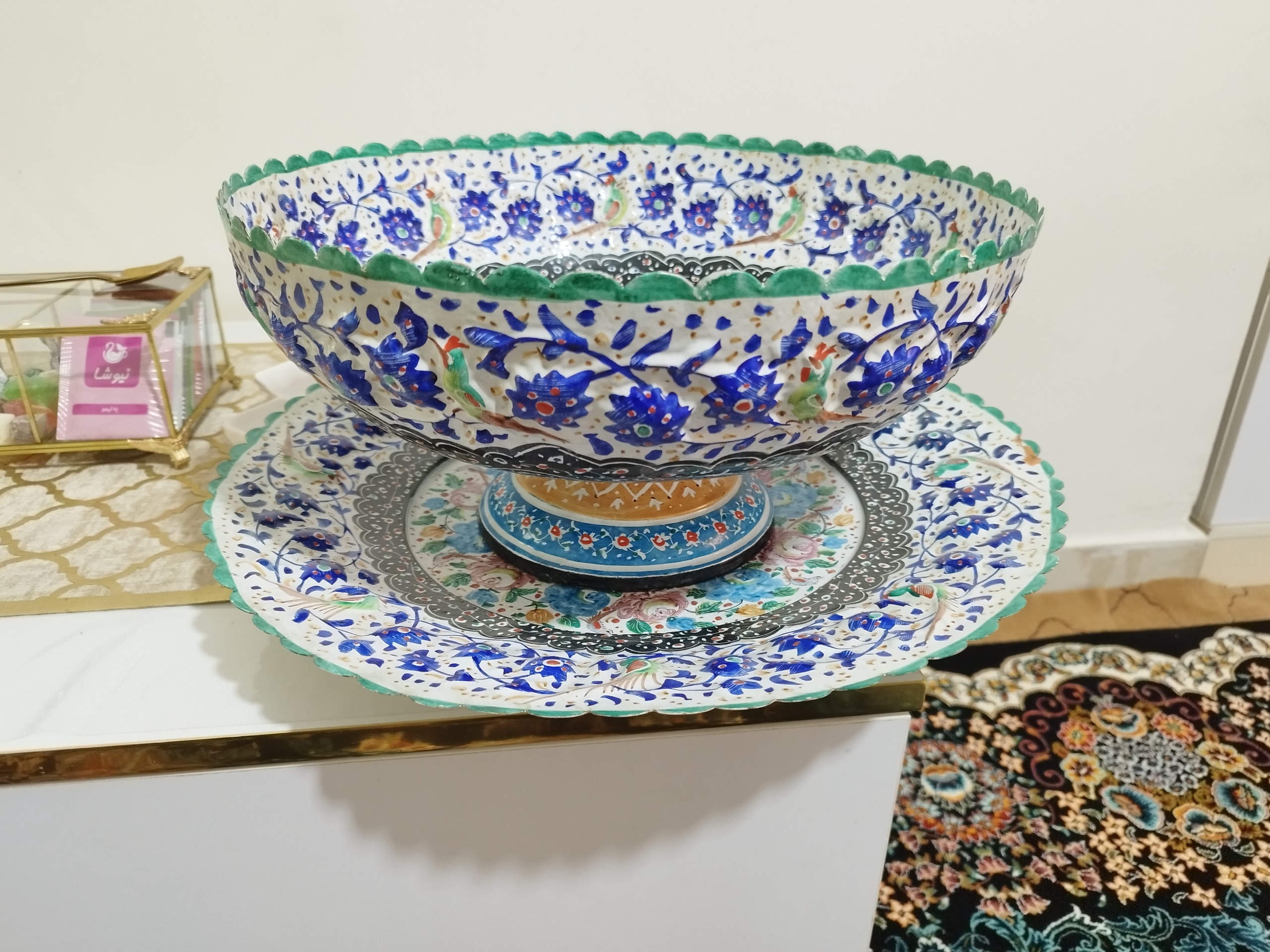 میوه خوری مسی مینا کاری صد ساله