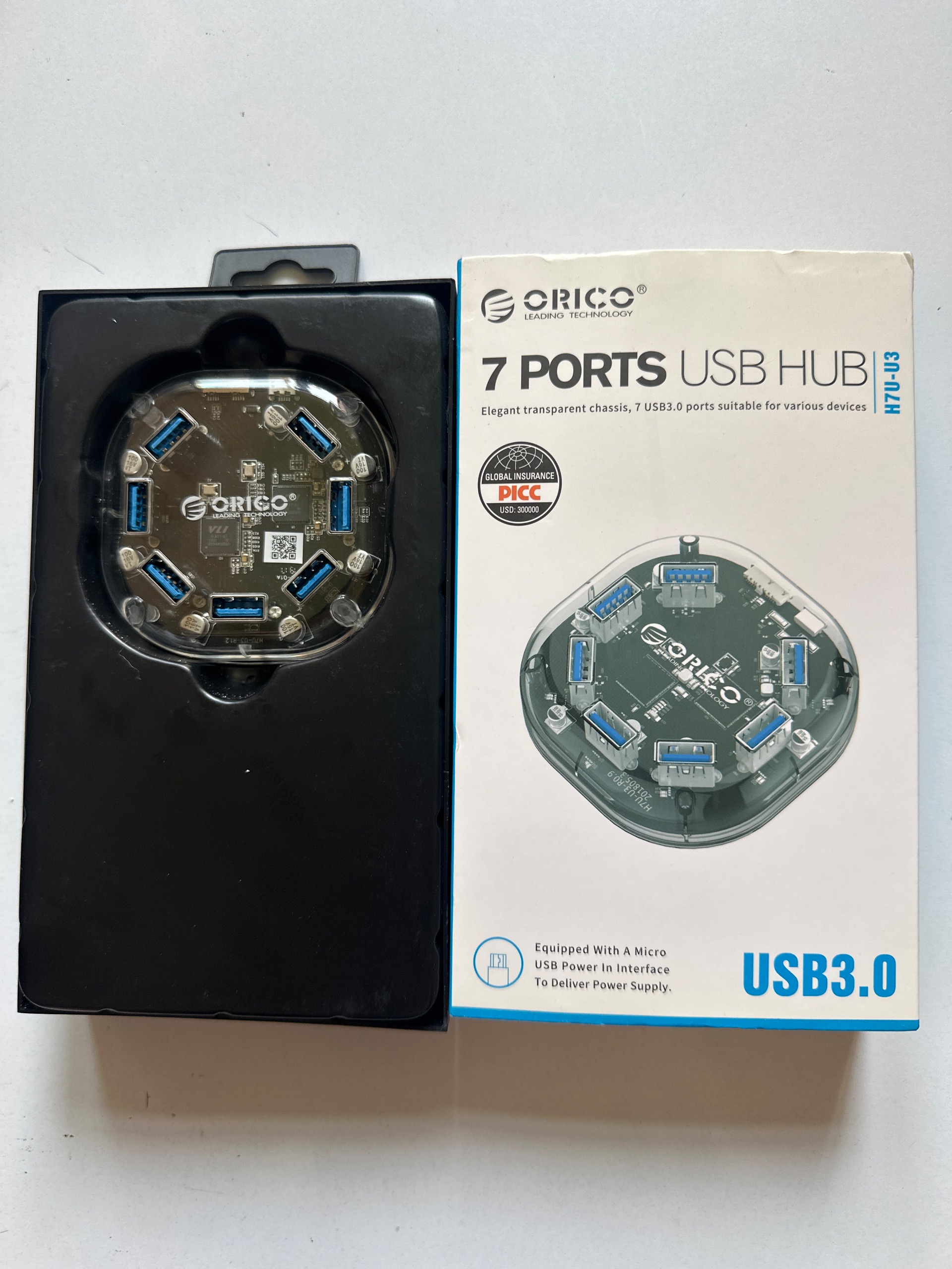 هاب 7 پورت USB 3.0 شفاف اوریکو مدل H7U-U3