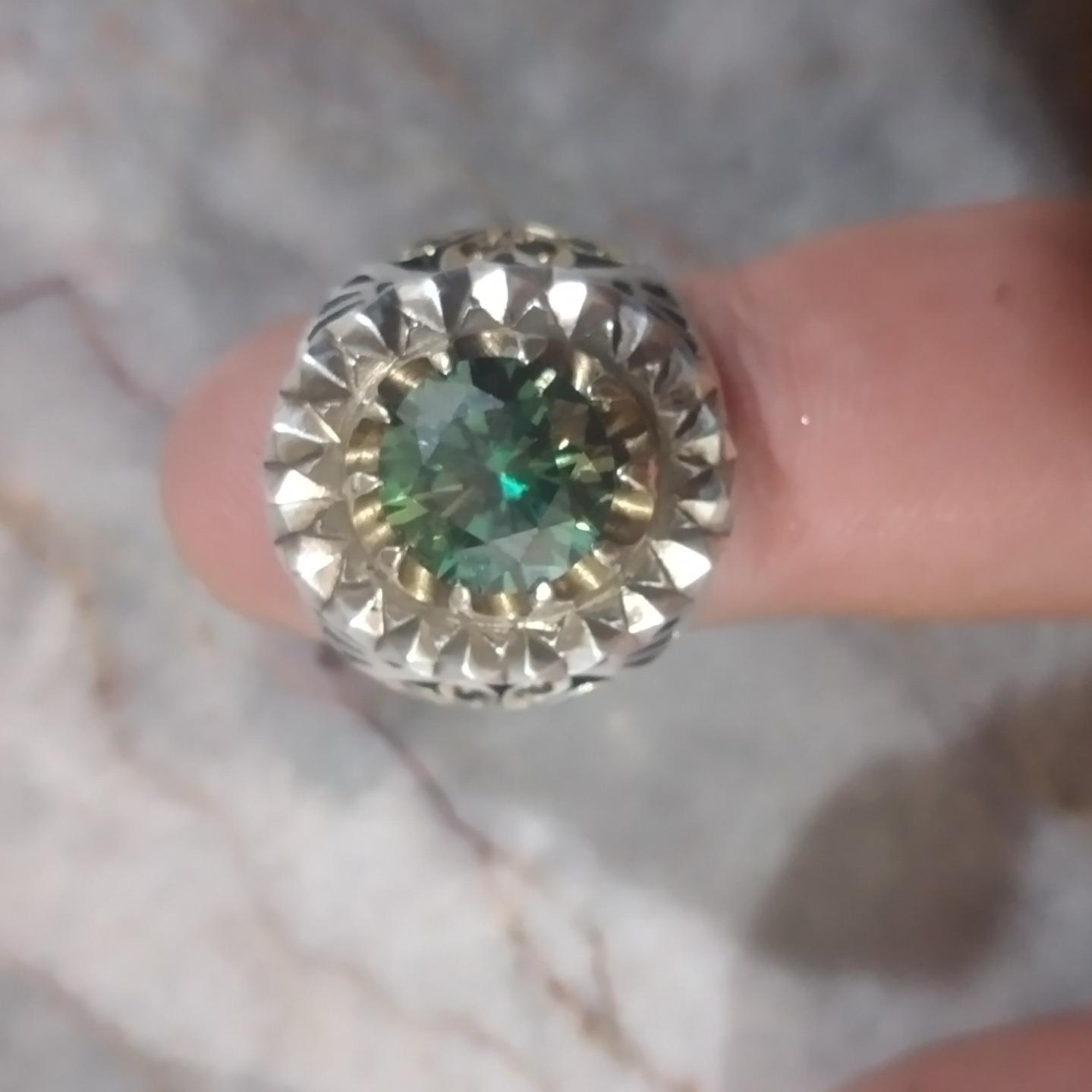 انگشتر موزنایت شبکه با مخراج کاری و آینه کاری