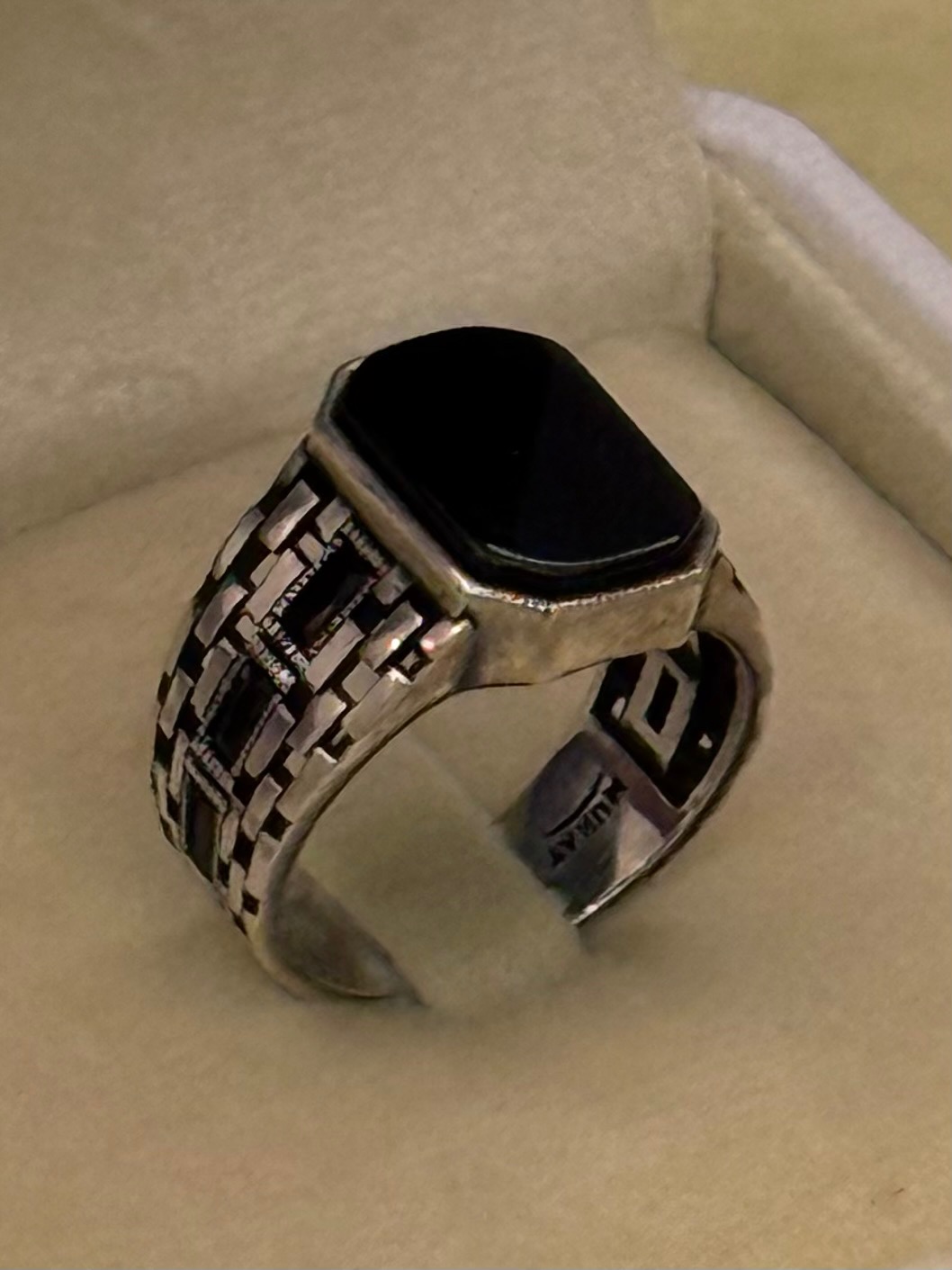 انگشتر نقره 925 سنگ اونیکس