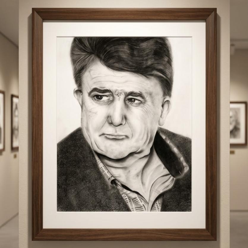 تابلو نقاشی سیاه قلم شجریان