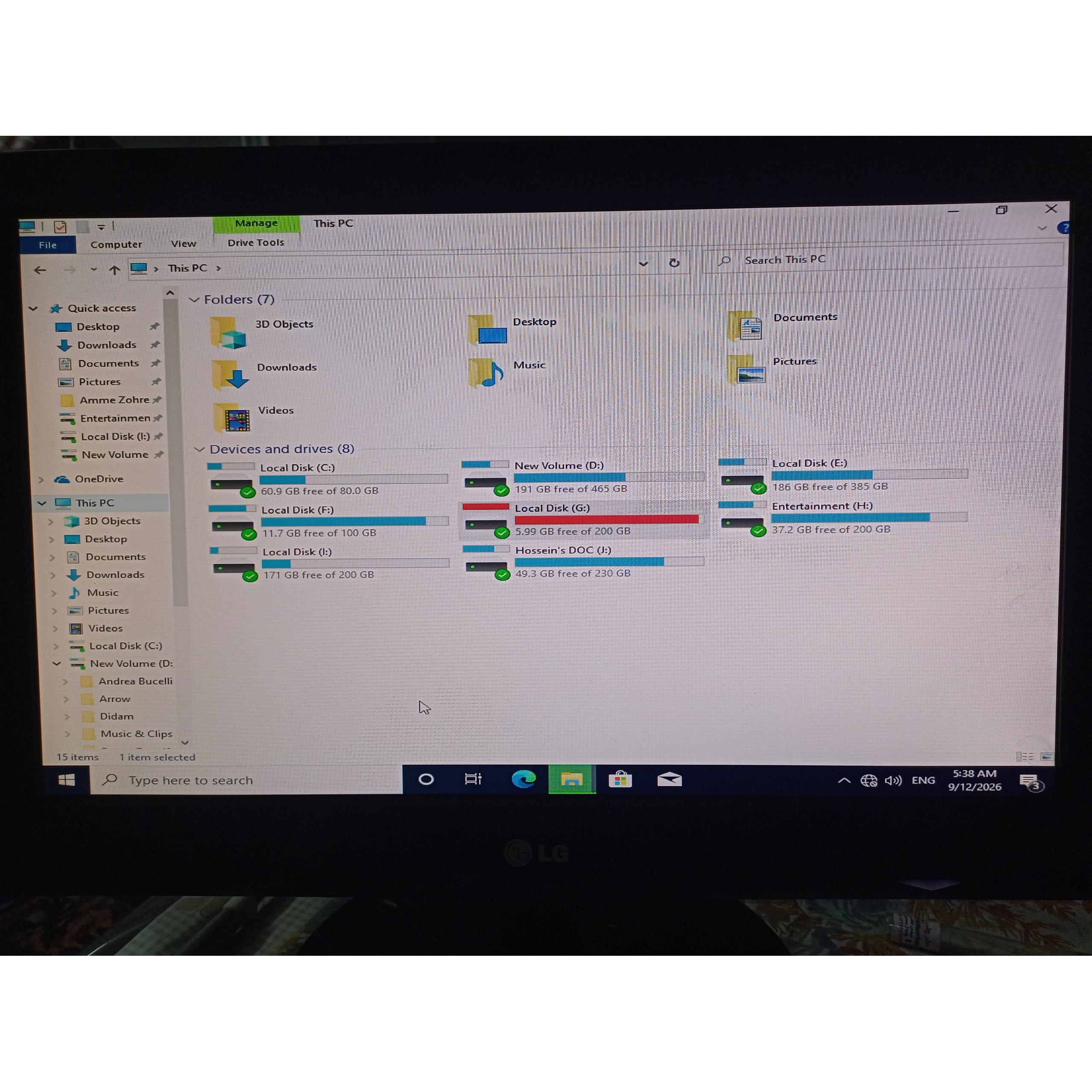 مانیتور Led 20 LG ( توضیحات)