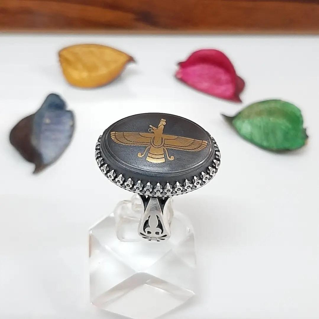 انگشتر حدید صینی رکاب نقره 925 کد 15001