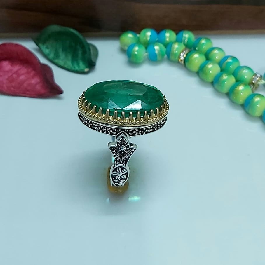 انگشتر نقره زمرد اصل اسپرت (مردانه و زنانه)