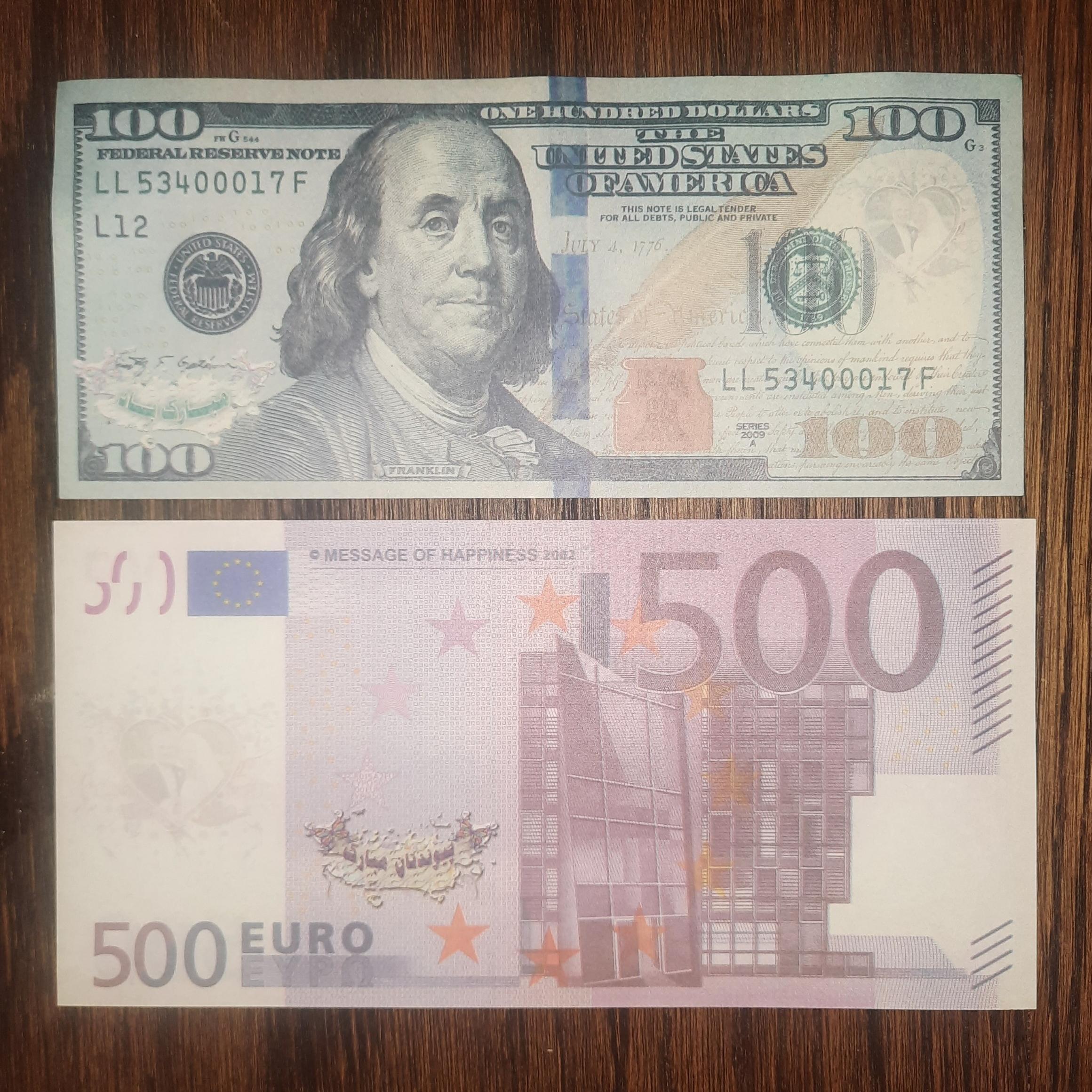 اسکناس دلار و یورو سینمائی تزئینی