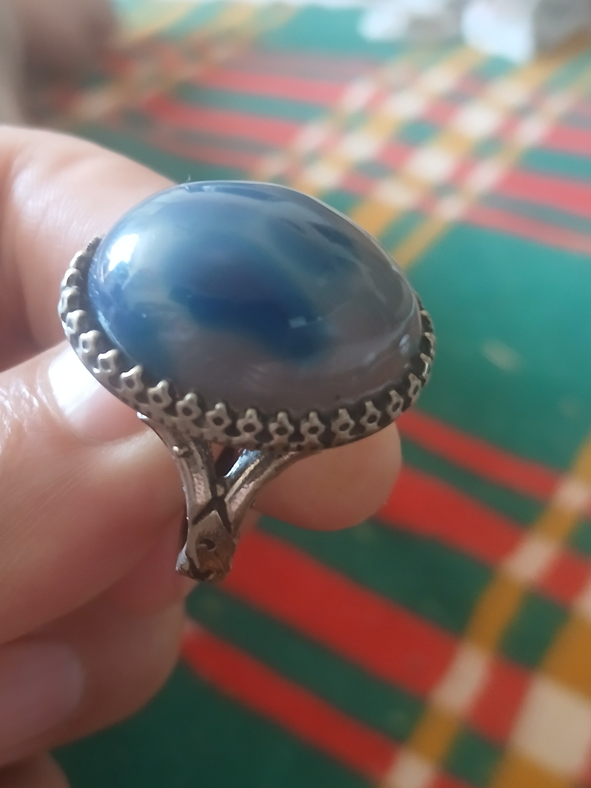 انگشتر عقیق آبی کلوخه