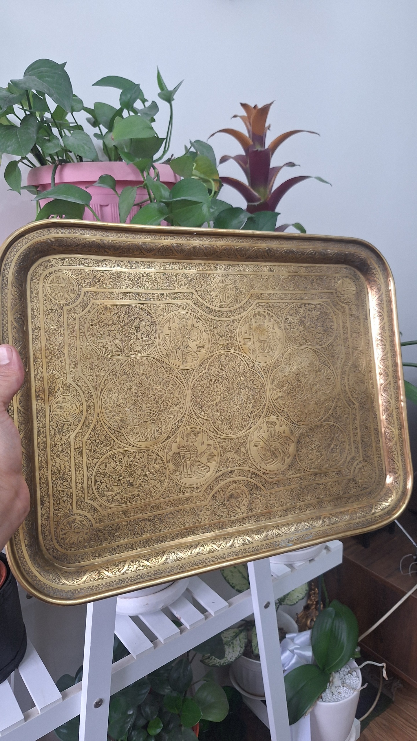 سینی برنجی قلم قدیمی