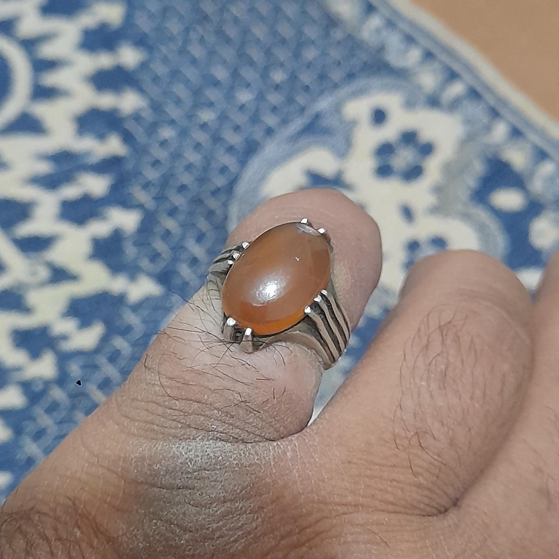 انگشتررکاب دستساز عقیق سرخ یمنی