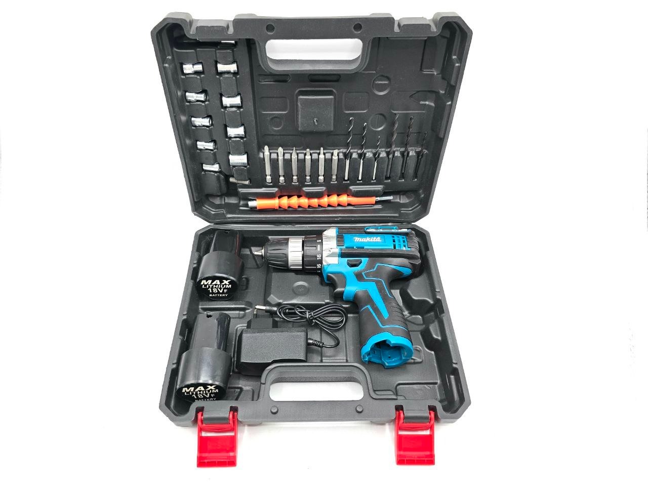 دریل شارژی 18 ولت دوباتری چکشی ماکیتا