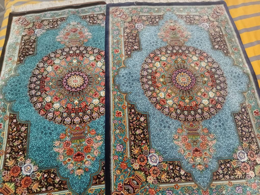 قالیچه ذرع و چارک تمام ابریشم قم
