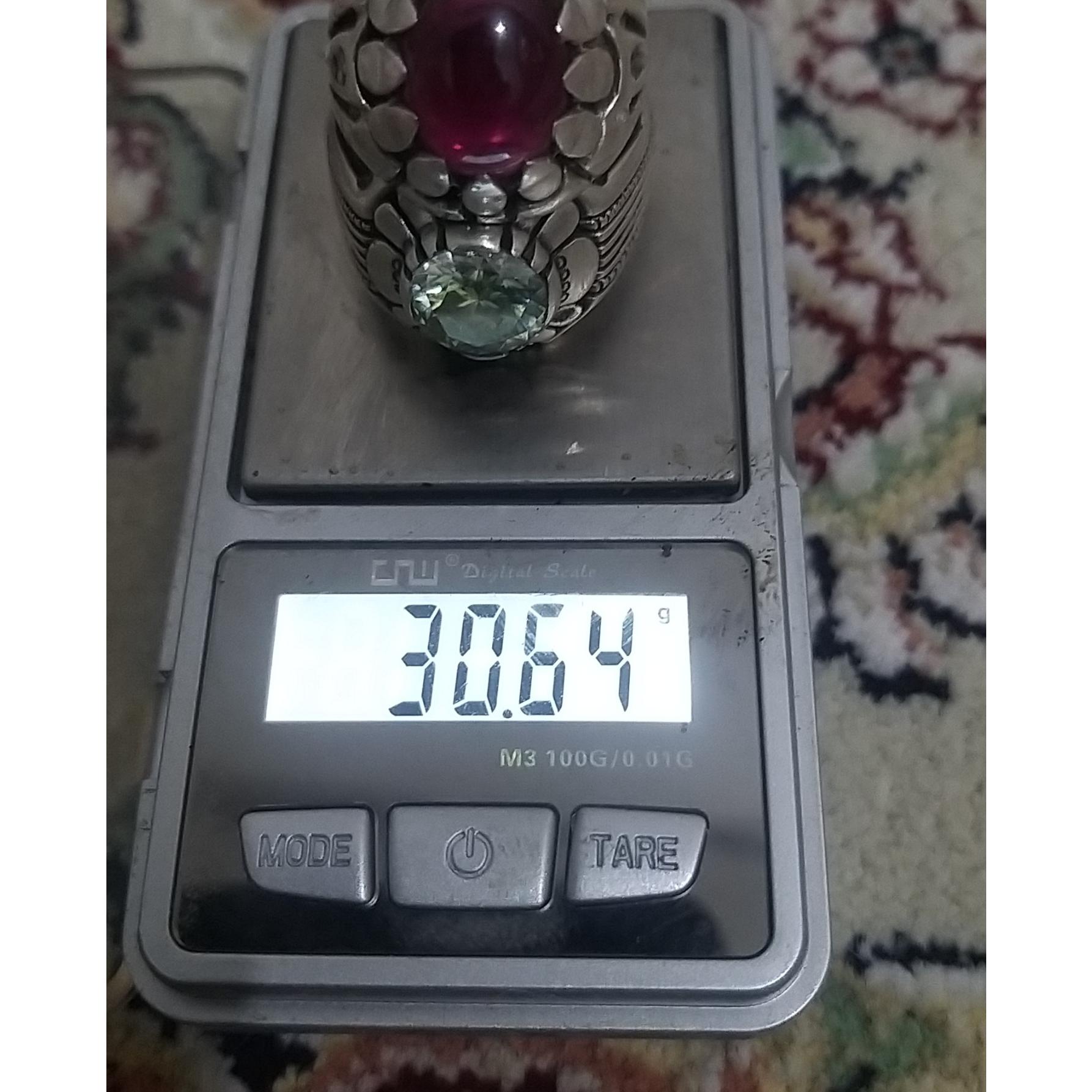 انگشتر نقره 925. کار دست. نگین موزونایت