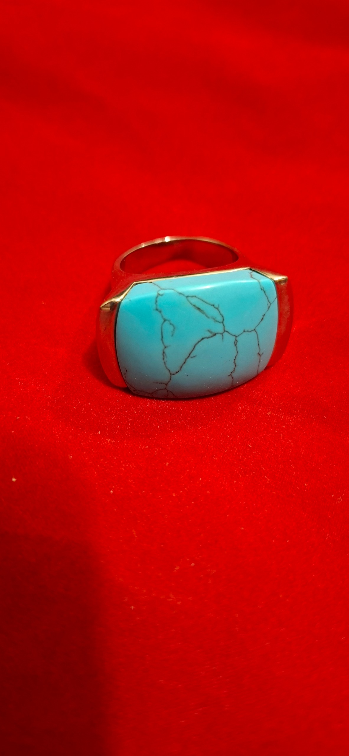 انگشتر زنانه استیل سنگ فیروزه (مصنوعی)