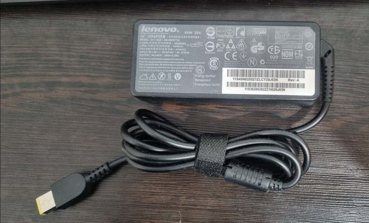 شارژر لپ تاپ Lenovo 20V 3.25A 65W فیش USB