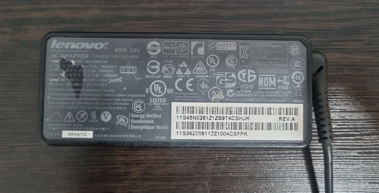 شارژر لپ تاپ Lenovo 20V 3.25A 65W فیش USB