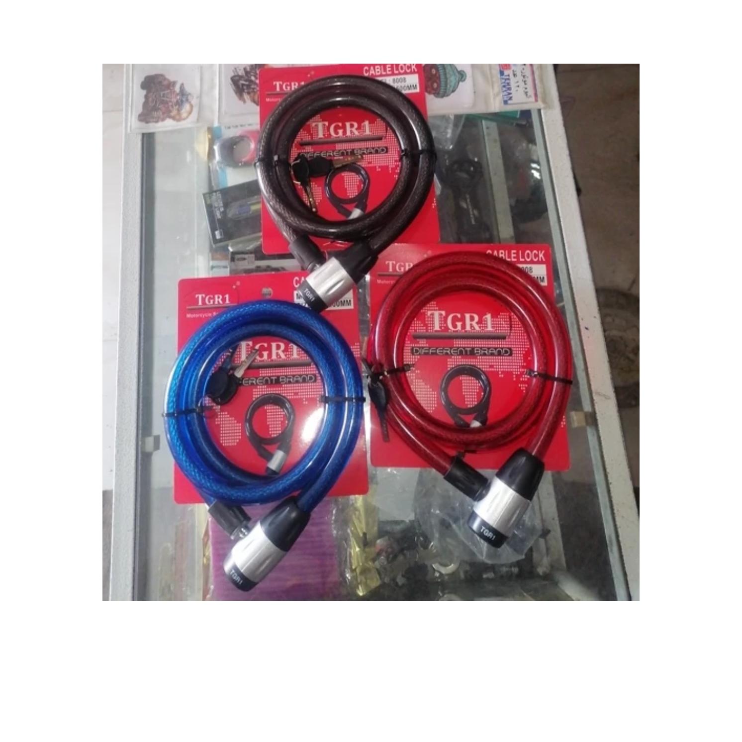 قفل موتورسیکلت کابلی رنگ قرمز
