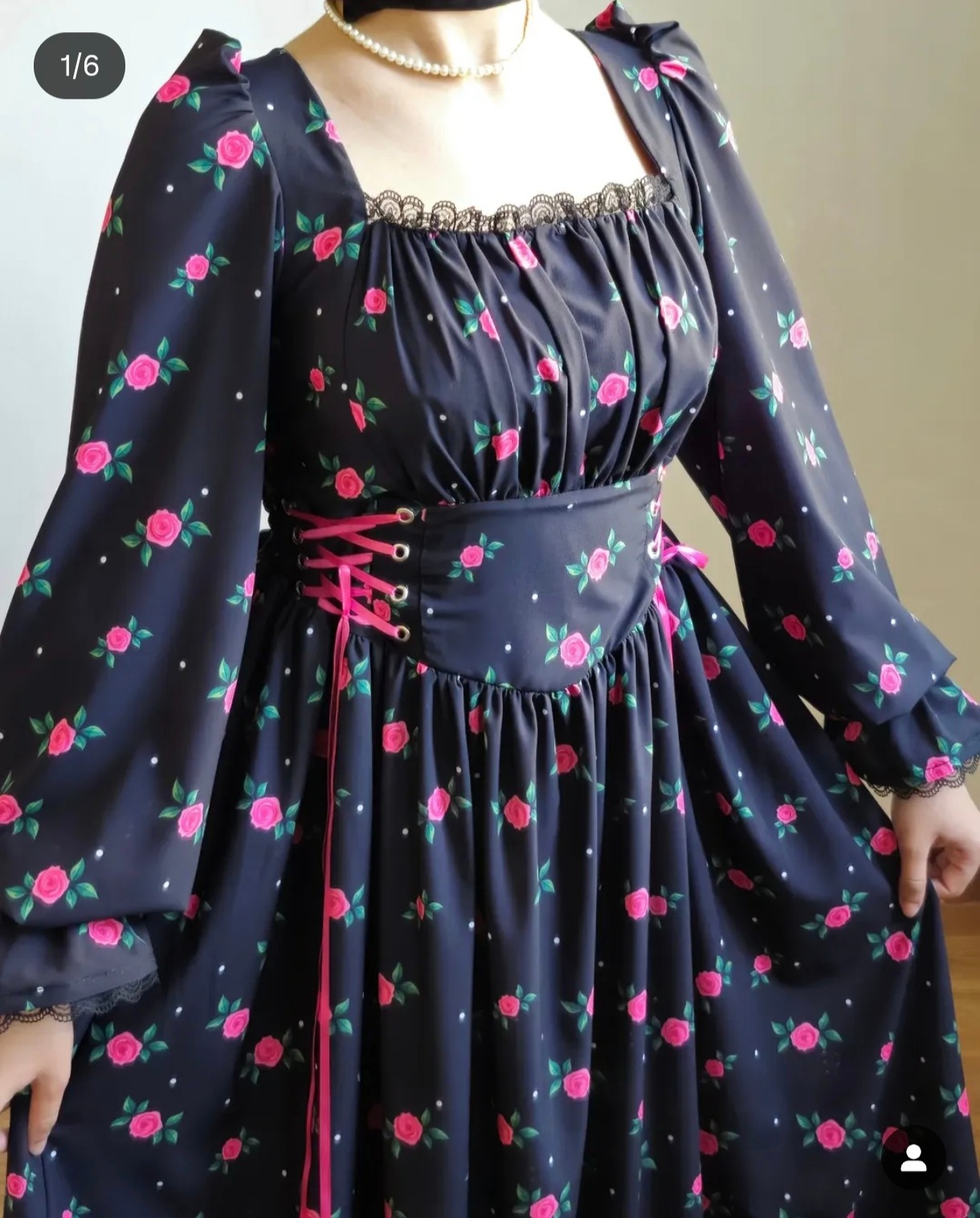 «پیراهن بلند زنانه کرپ فلور طرح گلدار مجلسی»