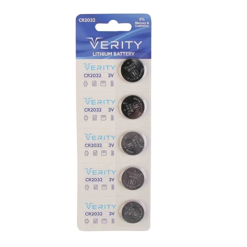 باتری سکه ای CR 2032 مارک وریتی Verity بسته 5 عددی