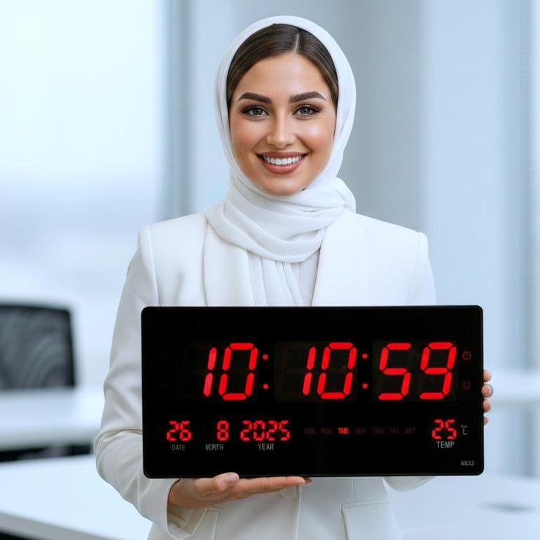 ساعت دیجیتال بزرگ دیواری ،ثانیه شمار،تقویم ،دماسنج